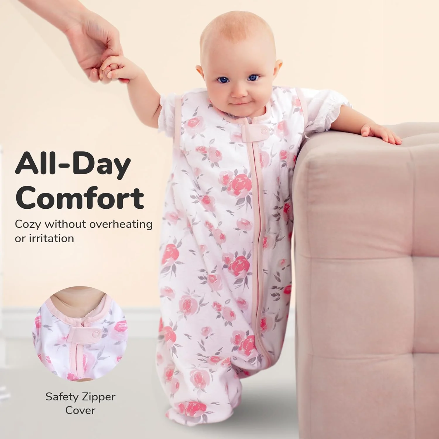 2Pcs Mama Cheetah Baby Sleep Sack (Hearts and Flower) - 6-12Months - Image 3