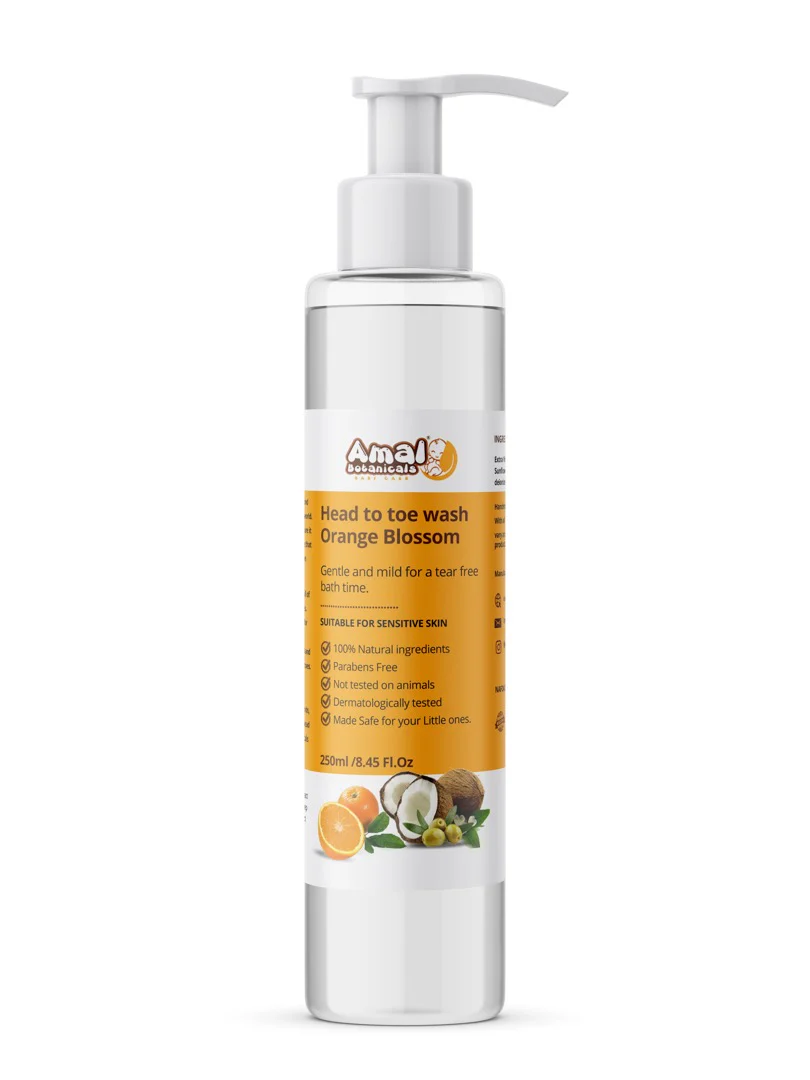 Amal Botanicals Head to Toe Baby Wash - 250ml (Available in 3 Fragrances) - Image 3
