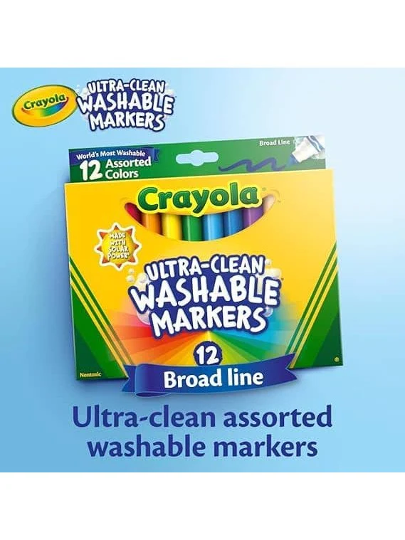 Crayola Ultra-Clean Washable Markers, Broad Line, 12 Count - Image 3
