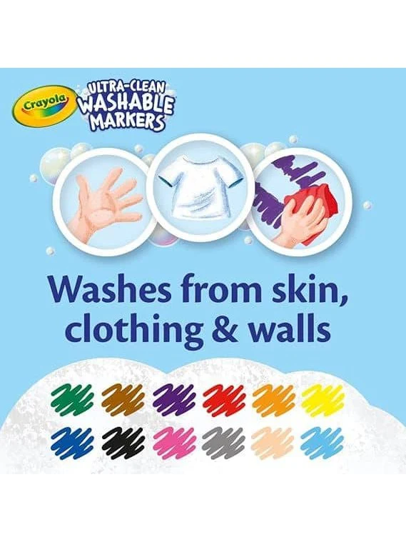 Crayola Ultra-Clean Washable Markers, Broad Line, 12 Count - Image 4