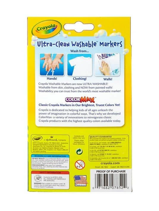 Crayola Ultra-Clean Washable Markers, Fine Line, Classic Colors, 10 Count - Image 3