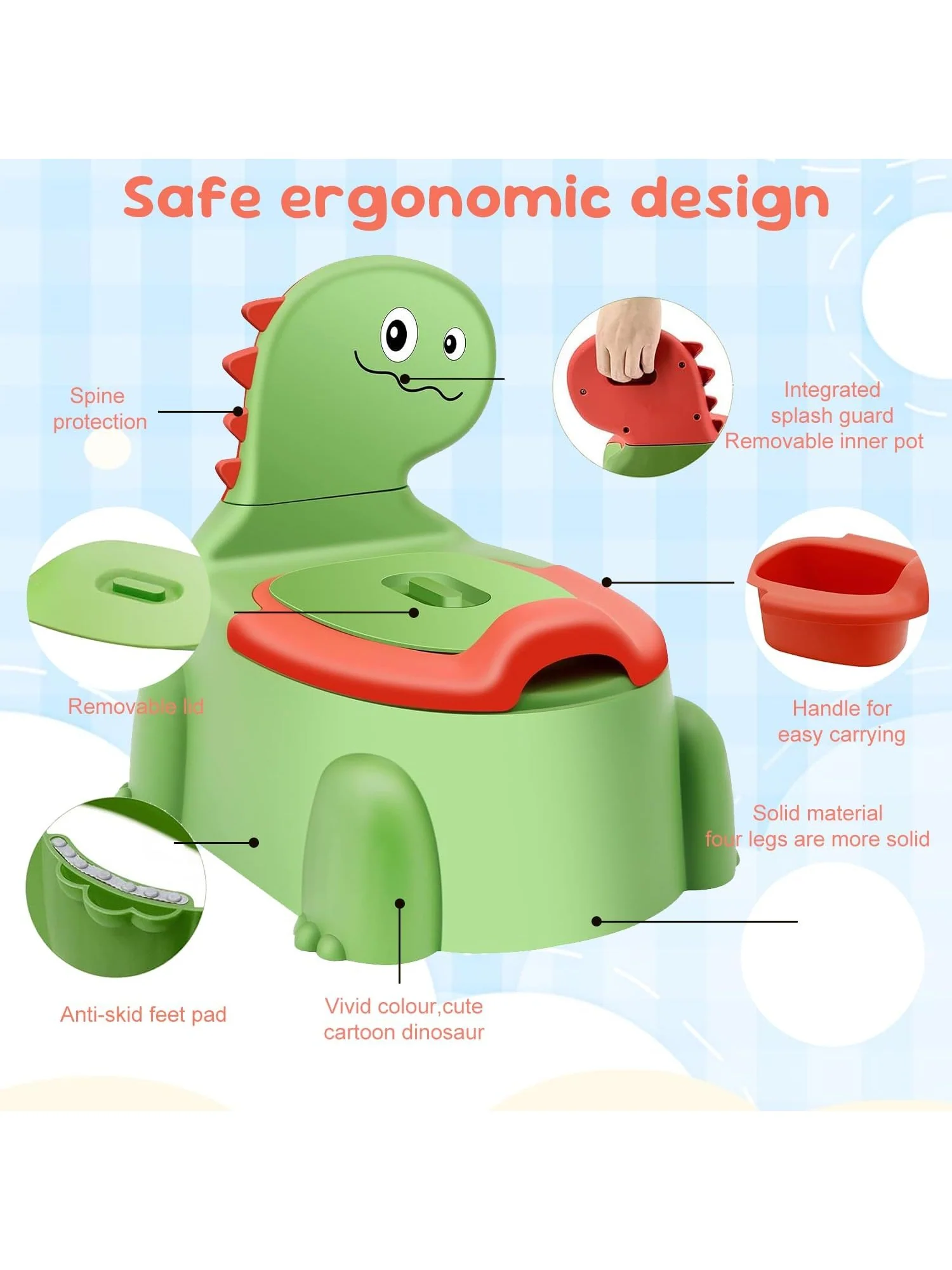 Dinosaur Baby Training Potty (3 colors available) - Image 3