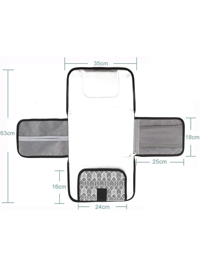 Portable Travel Nappy Changing Mat with Wipe-Pocket and Head Cushion (Grey) - Image 3